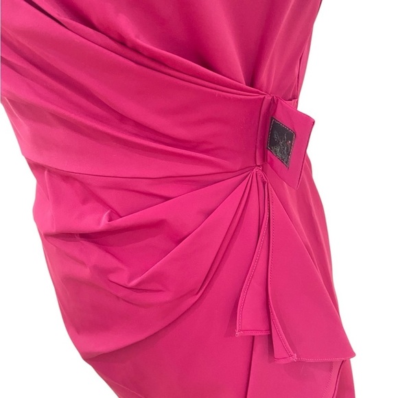 Diane Von Furstenberg fuchsia alba draped short sleeve dress belt ruched size 4 - Picture 8 of 16